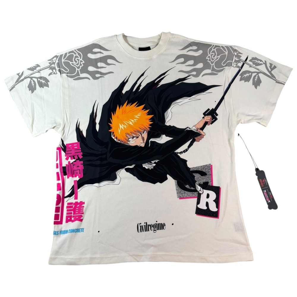 Civil Regime No Limits Oversized Bleached T Shirt Mens S White Ichigo Kurosaki